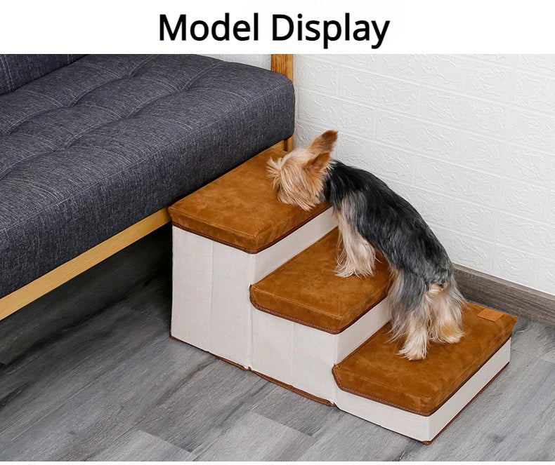 Foldable Pet Climbing Ladder - Anti-Slip Dog Stairs with Storage