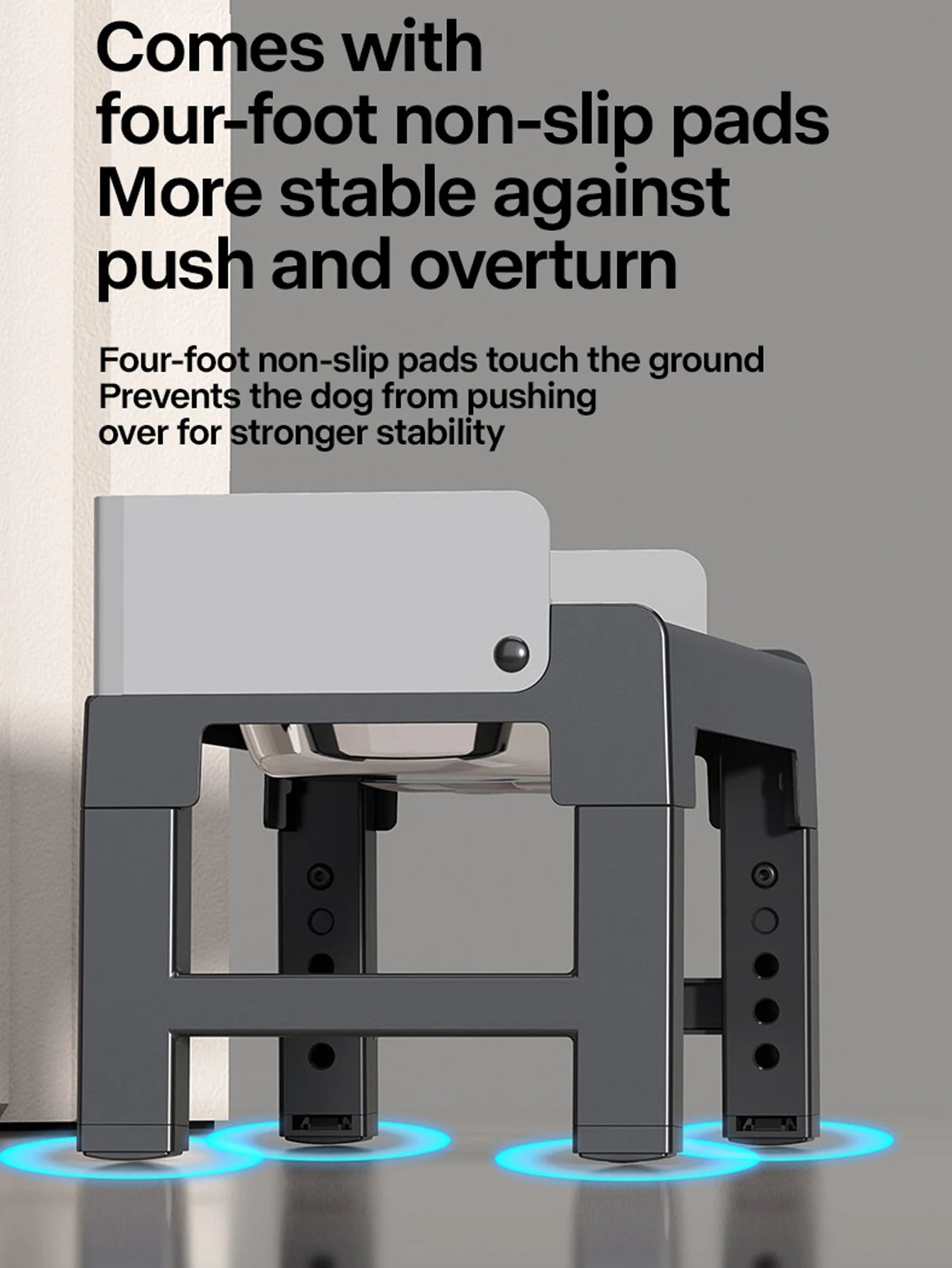 Collapsible Elevated Dog Bowls - Adjustable Stand with Double Stainless Steel Bowls