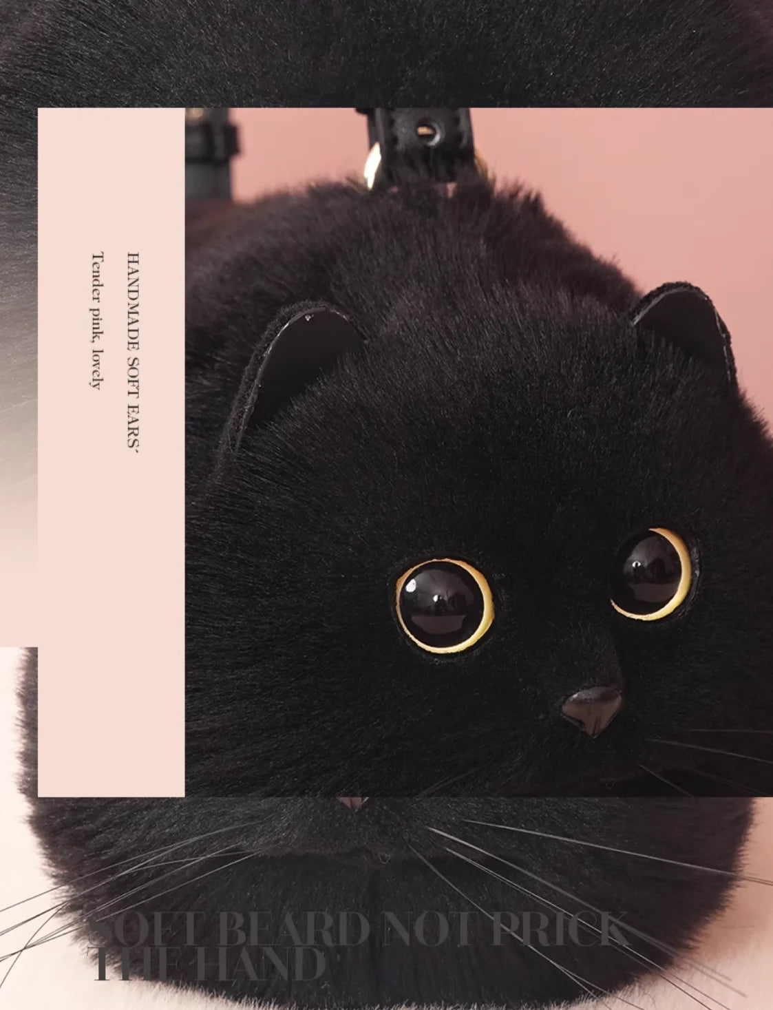 One Shoulder Bag Female Design Small Man Messenger Bag Versatile Hand Made Autumn and Winter Plush Cute Cat Bag by Tail chasers