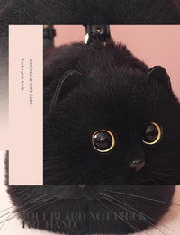 One Shoulder Bag Female Design Small Man Messenger Bag Versatile Hand Made Autumn and Winter Plush Cute Cat Bag by Tail chasers