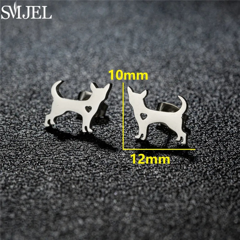 Dog Breed Cartoon Stud Earrings - Dachshund, Corgi & Chihuahua Designs