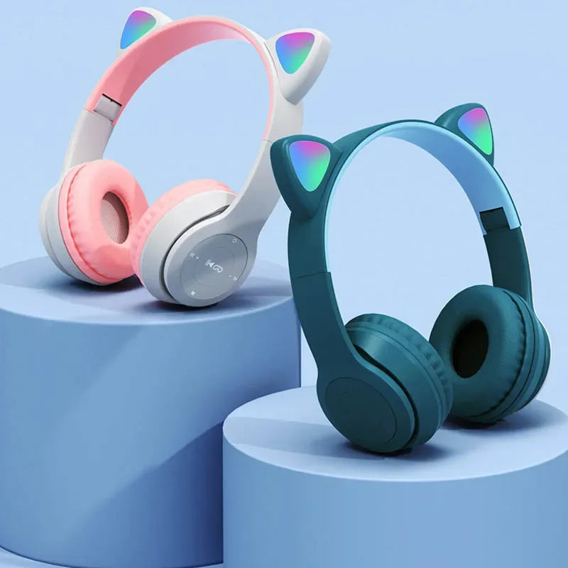 Cat Ear LED Bluetooth Headphones - Wireless Kids Gaming Headset