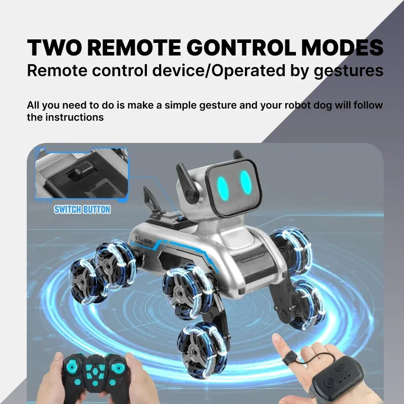 Remote Control Robot Dog | Gesture Sensing,Stunt Rc Cars, Interactive Pocket Emo Robot,Cool Lighting & Music by Tail chasers