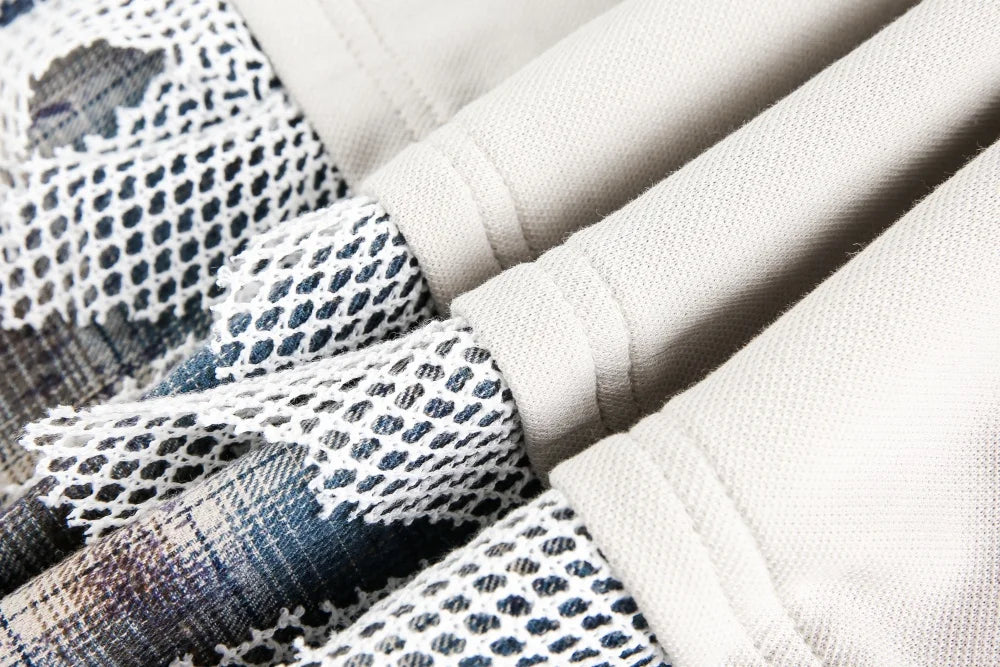 Dog Print Fake Two-Piece Men's Sweatshirt - Retro Patchwork Crew Neck