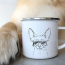 Bulldog Enamel Mug - Funny Glasses Design for Dog Lovers