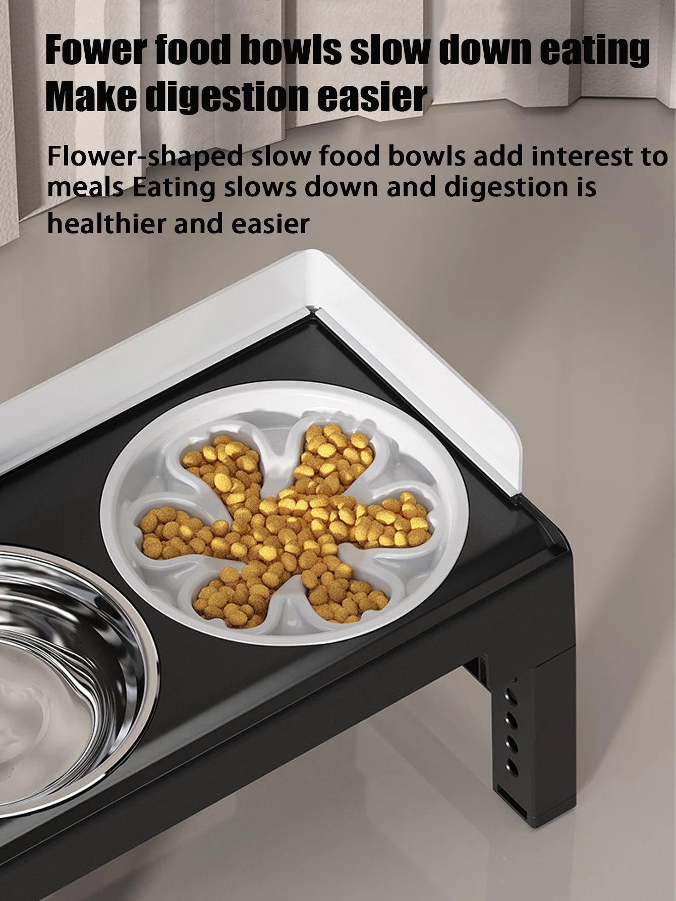 Collapsible Elevated Dog Bowls - Adjustable Stand with Double Stainless Steel Bowls