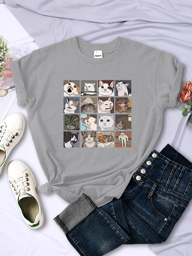 Animal Dog Cat Harajuku T-Shirt - Trendy Summer Sport Style Women's Top