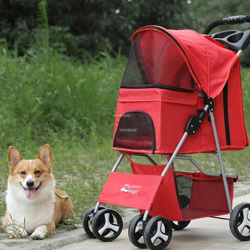American-style Minimalist Lightweight Pet Strollers Foldable Cat Dog Stroller Modern Home Go Out Wheelchair Cart Pet Supplies H