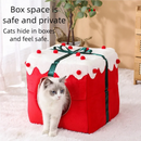 Christmas Gift Box Sleeping House for Festive Pets