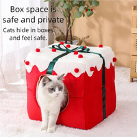 Christmas Gift Box Sleeping House for Festive Pets