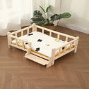 Premium Solid Wood Pet Bed - All-Season Removable Cushion for Dogs & Cats