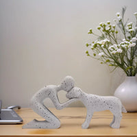 Dog & Owner Resin Statue - Heartwarming Family Bond Desk Art