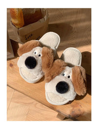 Winter Dog Cartoon Couple Slippers