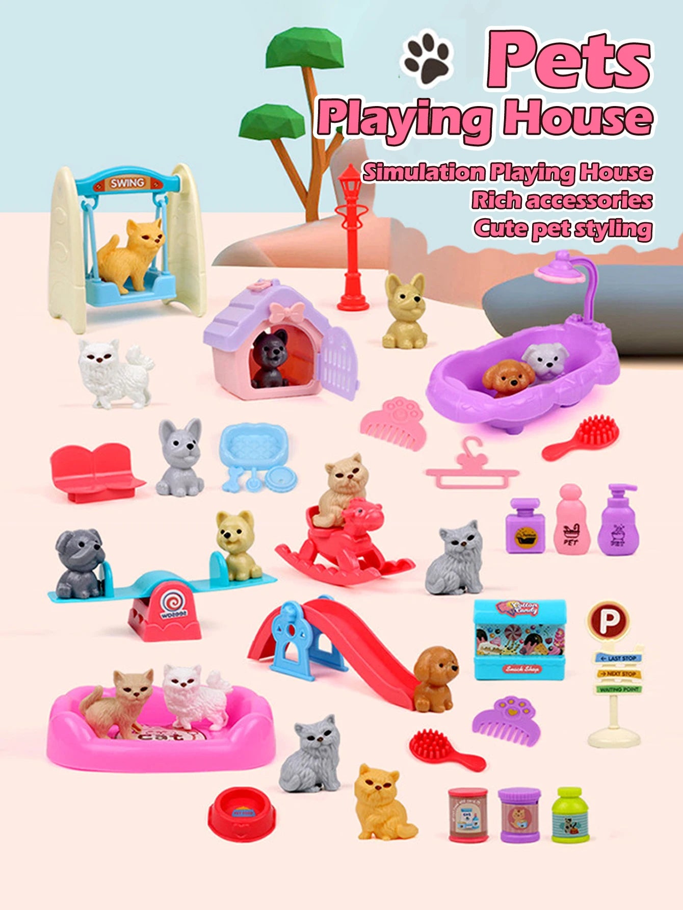 Pet Family Playset - Miniature Dog House Adventure