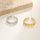 Cat Ear Paw Print Ring - Adjustable Pearl Hollow Heart Design