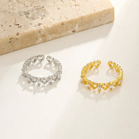 Cat Ear Paw Print Ring - Adjustable Pearl Hollow Heart Design