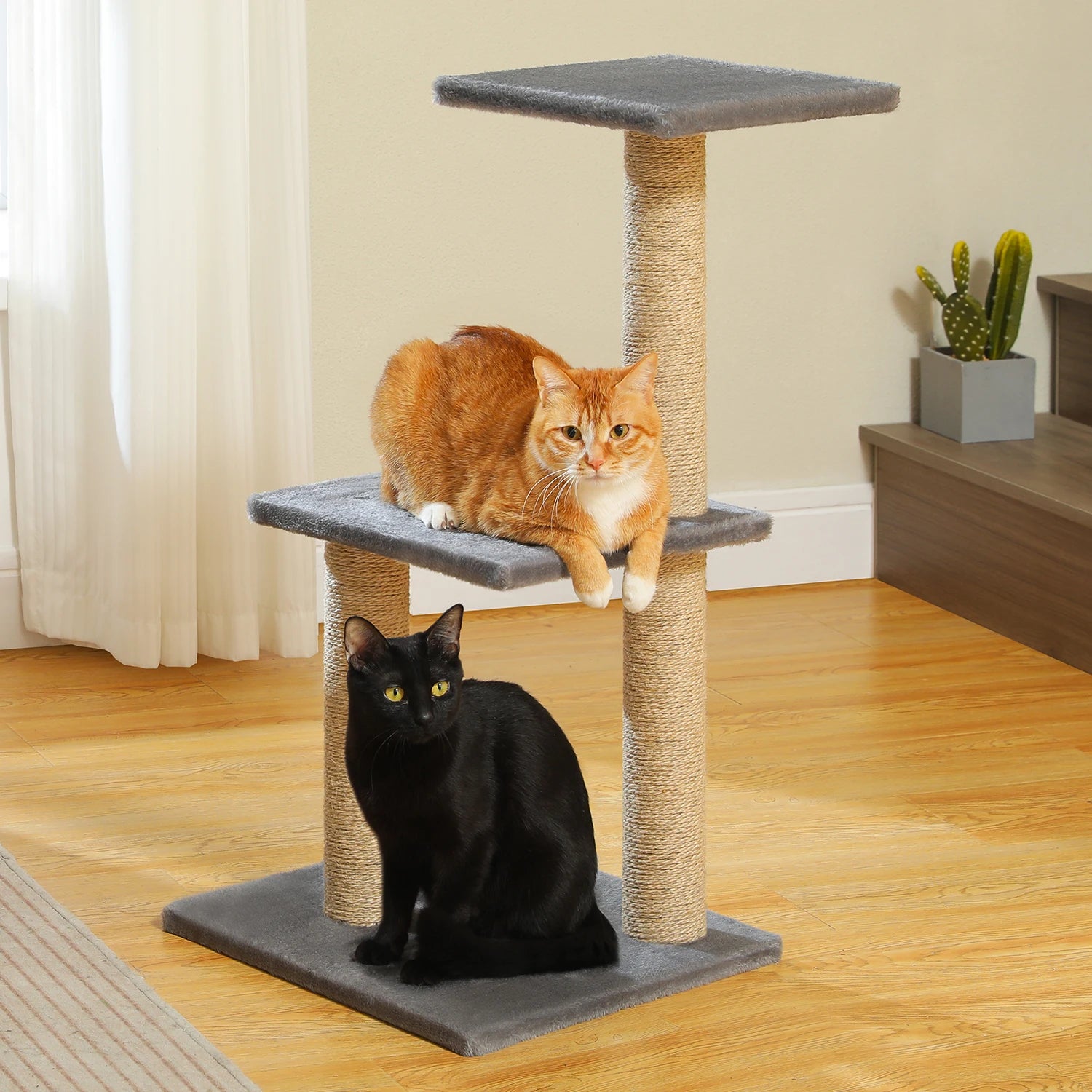 Multi-Level Cat Activity Tree with Scratching Posts & Hammock
