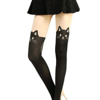 Black Cat Over-the-Knee Socks - Women's Cotton Thigh Highs