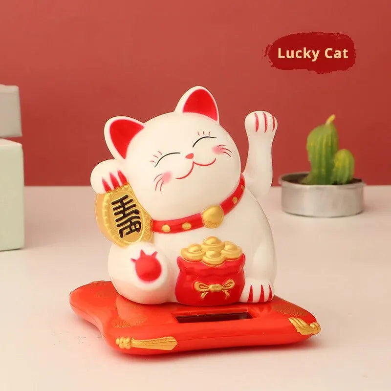 🌞 Lucky Beckoning Cat Solar Ornament - Continuous Fortune Waving Decoration