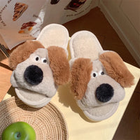 Winter Dog Cartoon Couple Slippers