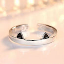 Cat Ear Paw Print Ring - Adjustable Pearl Hollow Heart Design