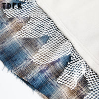 Dog Print Fake Two-Piece Men's Sweatshirt - Retro Patchwork Crew Neck