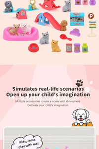 Pet Family Pretend Play Set - Mini House & Dolls