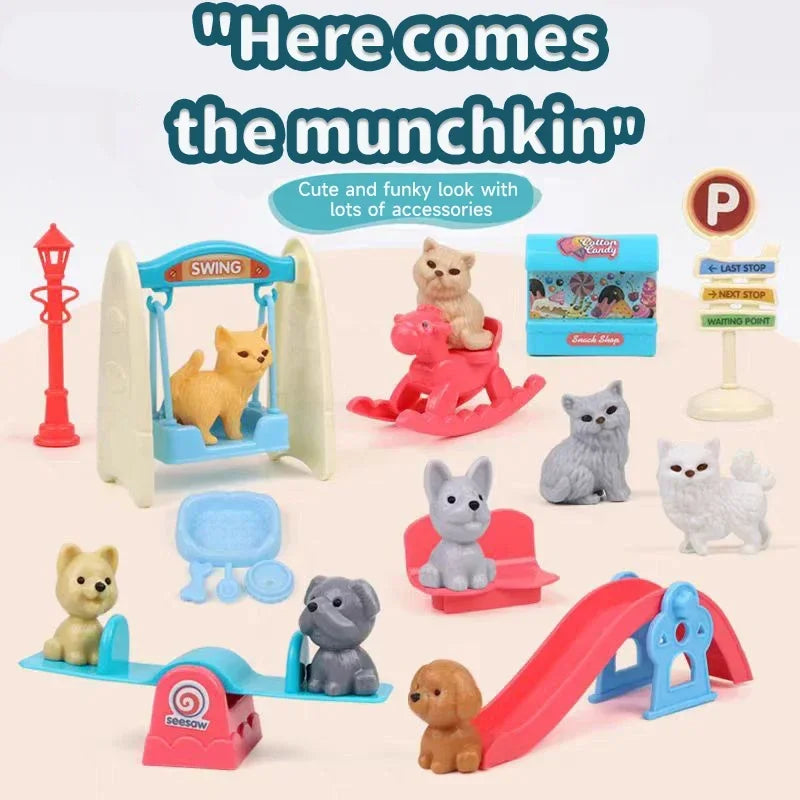 Pet Family Pretend Play Set - Mini House & Dolls
