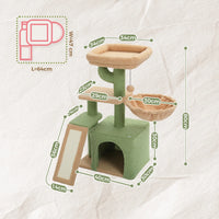 Multi-Level Cat Activity Tree with Scratching Posts & Hammock