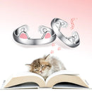 Cat Ear Paw Print Ring - Adjustable Pearl Hollow Heart Design
