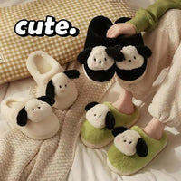 Women's Winter Cartoon Dog Plush Slippers