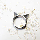 Sterling Silver Cat Ears Ring - Adjustable European Style Band