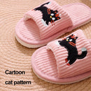 Cartoon Cat Open-Toe Plush Slippers