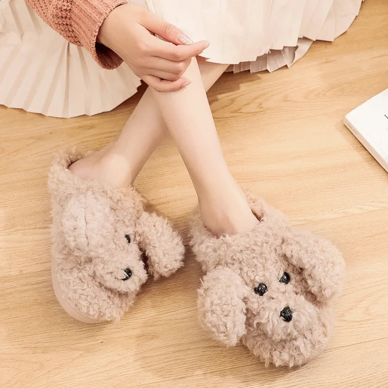 Dog Couple Slippers - Furry Winter