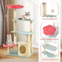 49-Inch Tall Multi-Level Floral Kitten Tower Perch by Tail chasers