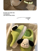 Women's Winter Cartoon Dog Plush Slippers