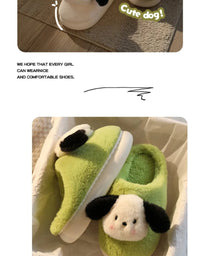 Women's Winter Cartoon Dog Plush Slippers