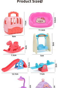 Pet Family Pretend Play Set - Mini House & Dolls