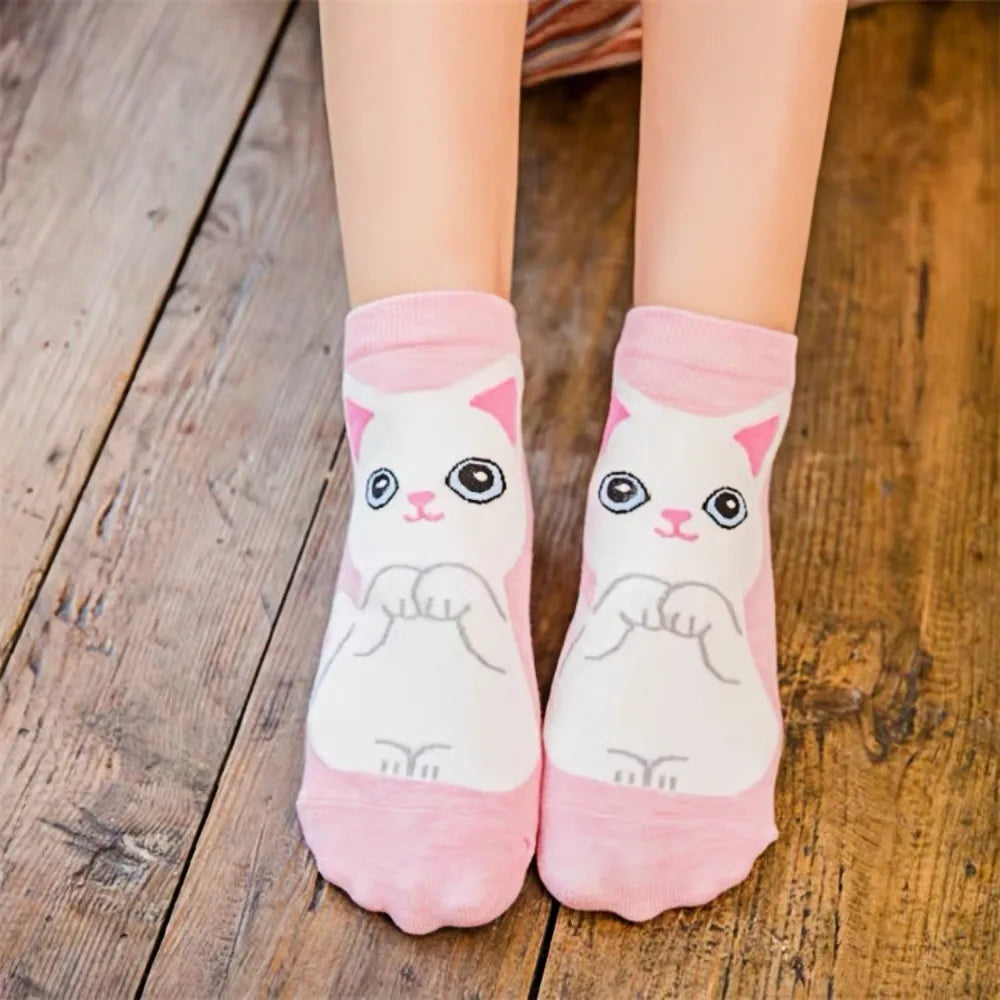Playful Cat Cartoon Socks