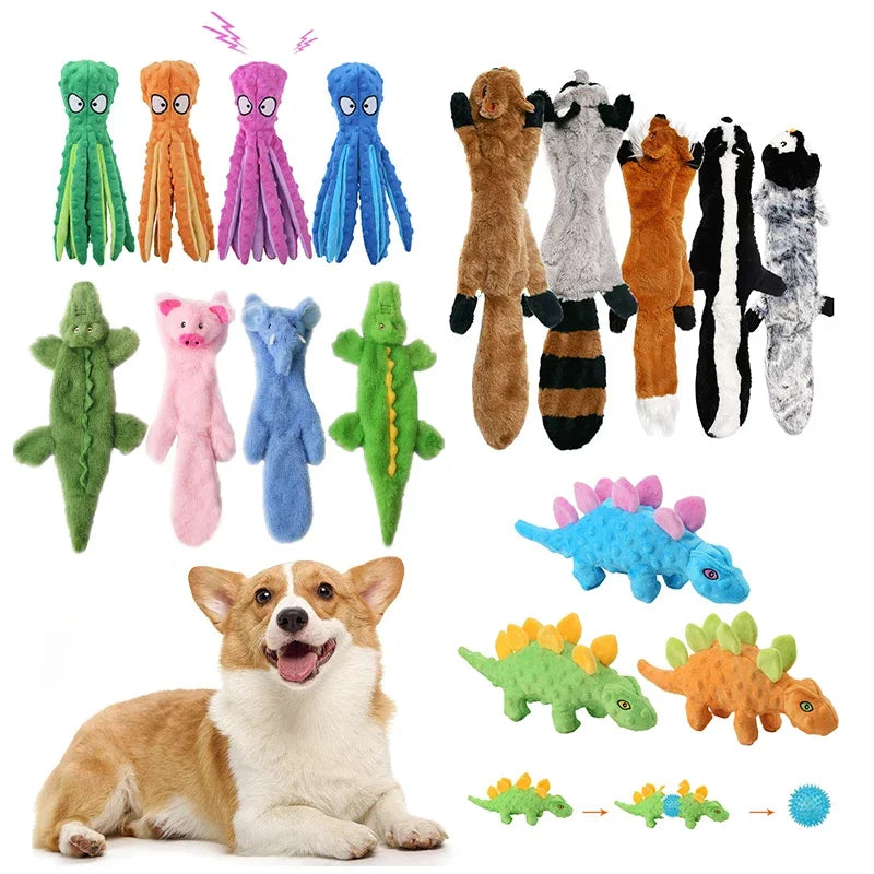 Pet Plush Toy  Sound Octopus Animal Shape  Interactive  Teeth Clean Chew Toy Pet Supplies For Small Meduim Large Dog