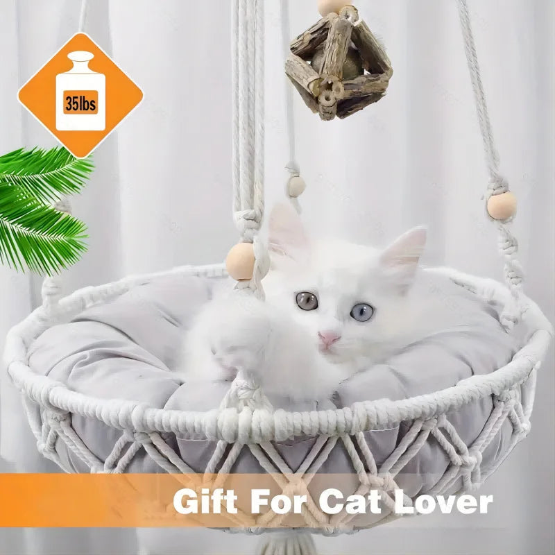 Net Cat Bed Semi-Enclosed - Breathable Mesh Pet Bed with Ventilation