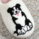 Border Collie Embroidered Plush Slippers
