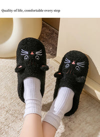 Cartoon Cat Winter Plush Slippers