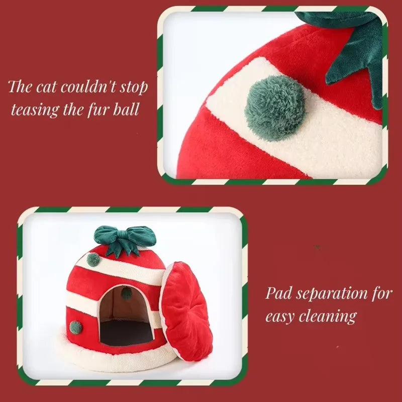 Christmas Cat Dog Bed