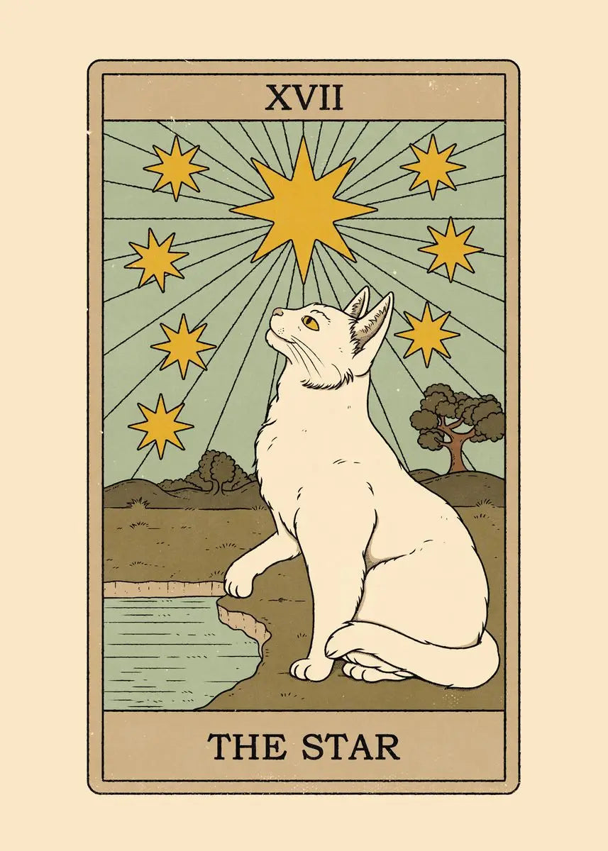 Black and White Cat Tarot Canvas Poster Good Luck Wall Art Pictures for Living Room Bedroom Playroom Modern Home Decor Gift by Tail chasers