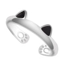 Cat Ear Paw Print Ring - Adjustable Pearl Hollow Heart Design