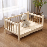 Premium Solid Wood Pet Bed - All-Season Removable Cushion for Dogs & Cats