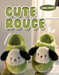 Women's Winter Cartoon Dog Plush Slippers