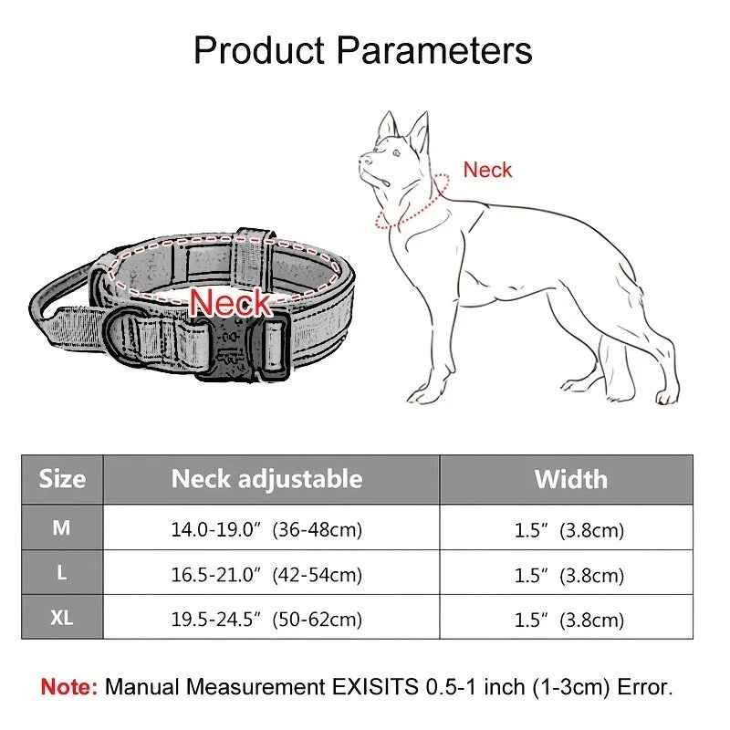 Tactical Dog Collar, Pet Dog Collar, Military Dog Collar Adjustable Dog Training Collar With Quick-release Buckle by Tail chasers