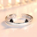 Cat Ear Paw Print Ring - Adjustable Pearl Hollow Heart Design